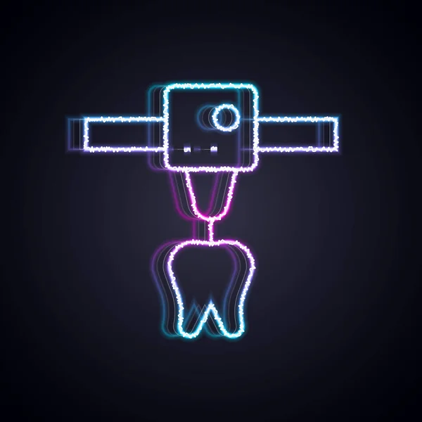 Leuchtende Leuchtschrift Drucker Zahn Symbol Isoliert Auf Schwarzem Hintergrund Druck — Stockvektor