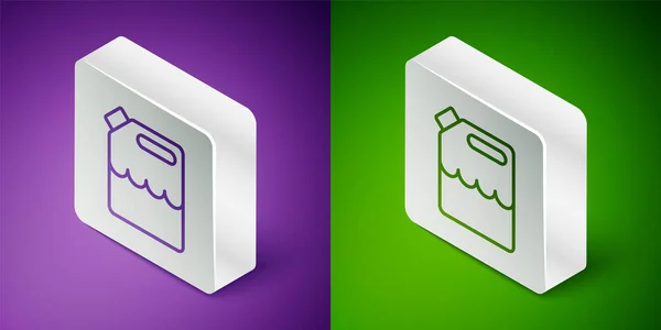 Isometric Line Canister Gasoline Icon Isolated Purple Green Background Diesel — Stock Vector