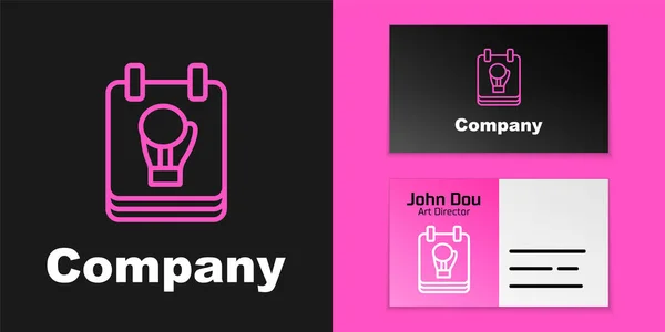 Pink Line Boxing Glove Icon Isolated Black Background Logo Design — Vetor de Stock