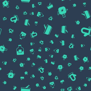 Havan topunu ve çaydanlığı yaprak şişe votka ve sauna eldiveniyle kusursuz desenli hale getir. Vektör.