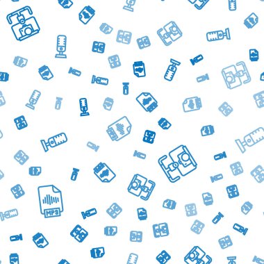 MP3 dosya belgesini, Gimbal dengeleyicisini kameralı ve mikrofonlu kusursuz desenli ayarla. Vektör.