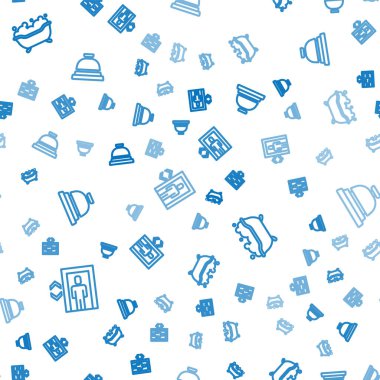 Lift Banyo Küveti ve Otel servis zilini kusursuz bir şablona ayarla. Vektör.