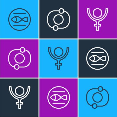 Balık burcu simgesi Plüton ve güneş sistemi simgesi. Vektör.