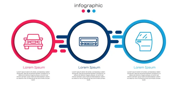 Définir Ligne Voiture Audio Porte Modèle Infographie Entreprise Vecteur — Image vectorielle