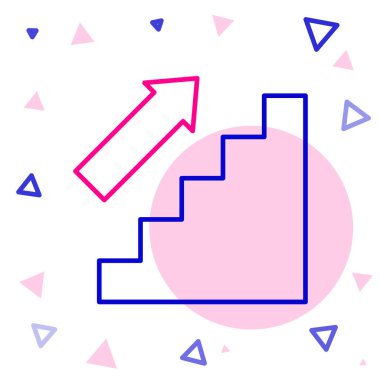 Beyaz arka planda izole edilmiş çizgi merdivenleri simgesi. Renkli taslak konsepti. Vektör.