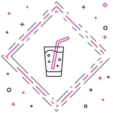 Beyaz arkaplanda izole edilmiş su ikonu olan çizgi camları. Soda bardağı. Renkli taslak konsepti. Vektör.