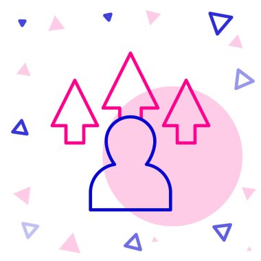 Çizgi web tasarımı ve ön uç geliştirme simgesi beyaz arkaplanda izole edildi. Renkli taslak konsepti. Vektör.