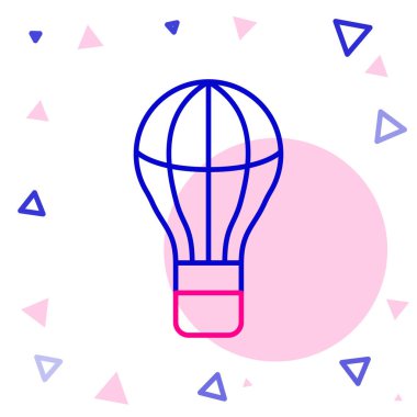 Line Sıcak Hava Balonu simgesi beyaz arkaplanda izole edildi. Seyahat için hava taşımacılığı. Renkli taslak konsepti. Vektör.