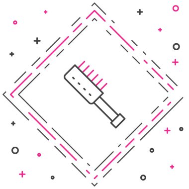 Hat Sauna fırçası simgesi beyaz arkaplanda izole edildi. Banyoda yıkanmak için kaba kıllı ahşap bir fırça. Selülit önleyici masaj. Renkli taslak konsepti. Vektör.