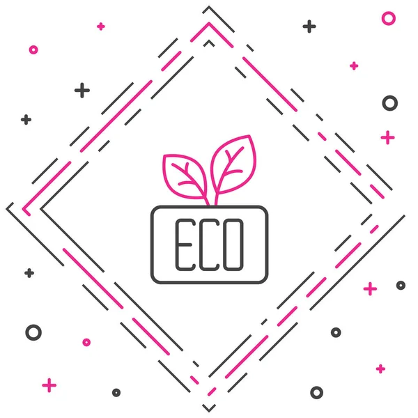 Line Leaf Eco Symbool Pictogram Geïsoleerd Witte Achtergrond Banner Label — Stockvector