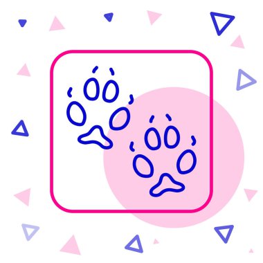 Fox çizgisi ayak izi simgesi beyaz arkaplanda izole edildi. Renkli taslak konsepti. Vektör.