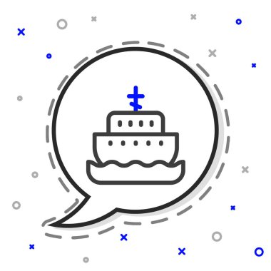 Line Ark of noah icon isolated on white background. Wood big high cargo. Colorful outline concept. Vector.