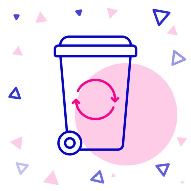 Beyaz arkaplanda izole edilmiş geri dönüşüm sembolü simgesi olan satır geri dönüşüm kutusu. Çöp kutusu simgesi. Çöp kutusu tabelası. Geri dönüşüm sepeti işareti. Renkli taslak konsepti. Vektör.