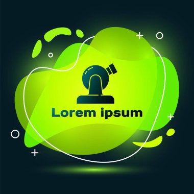 Siyah arkaplanda izole edilmiş Kara Astronomik Gözlemevi simgesi. Teleskoplu bir gözlemevi. Bilimsel kurum. Sıvı şekilli soyut pankart. Vektör.