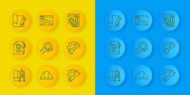 Satır Grafik Kağıdı ve Pusula Belgesi ayarlarını ayarlayın. Anahtar anahtarının el anahtarının Multimetre ve Tarayıcı simgesini ayarlayın. Vektör.