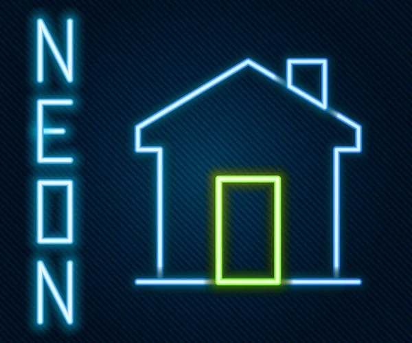 Ragyogó Neon Vonal Ház Ikon Elszigetelt Fekete Háttér Ingatlanügynökség Vagy — Stock Vector