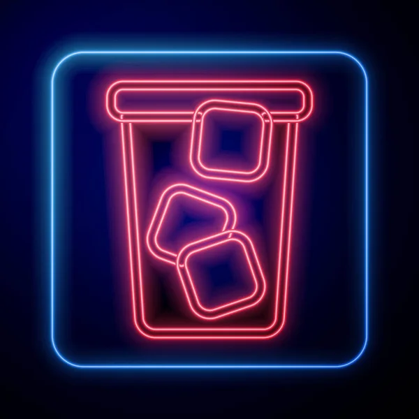 Glowing Neon Ice Tea Icon Isolated Black Background Iced Tea — Stock Vector