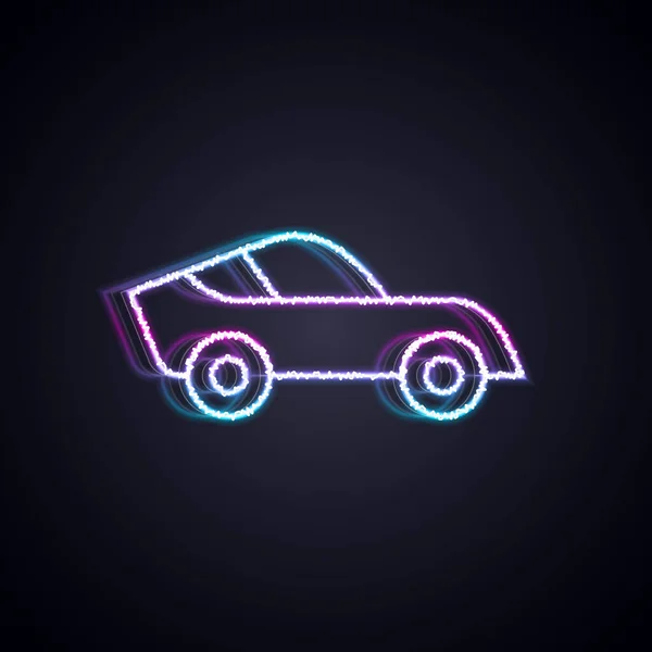 Gloeiende Neon Lijn Auto Pictogram Geïsoleerd Zwarte Achtergrond Vector — Stockvector