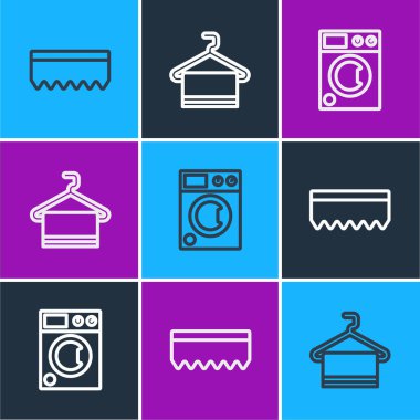 Sünger, Yıkama ve Havlu asma ikonu. Vektör.