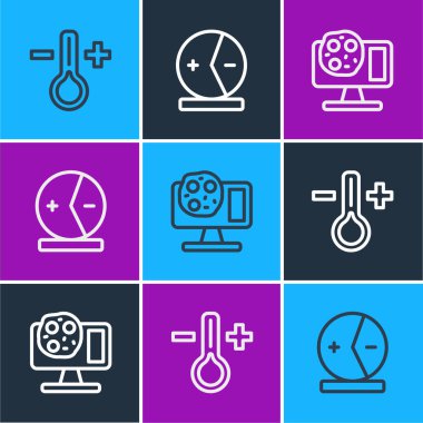 Termometre Genetik Mühendisliği ve Atom simgesini ayarla. Vektör.