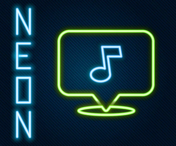 Glödande Neon Line Musik Ton Ikon Isolerad Svart Bakgrund Färgstarkt — Stock vektor