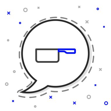 Beyaz arkaplanda çizgi tenceresi simgesi izole edildi. Ot pişiriyorum. Haşlama ya da güveç besin sembolü. Renkli taslak konsepti. Vektör.