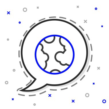 Beyaz arka planda izole edilmiş Dünya çizgisi ikonu. Dünya ya da Dünya işareti. Küresel internet sembolü. Geometrik şekiller. Renkli taslak konsepti. Vektör.