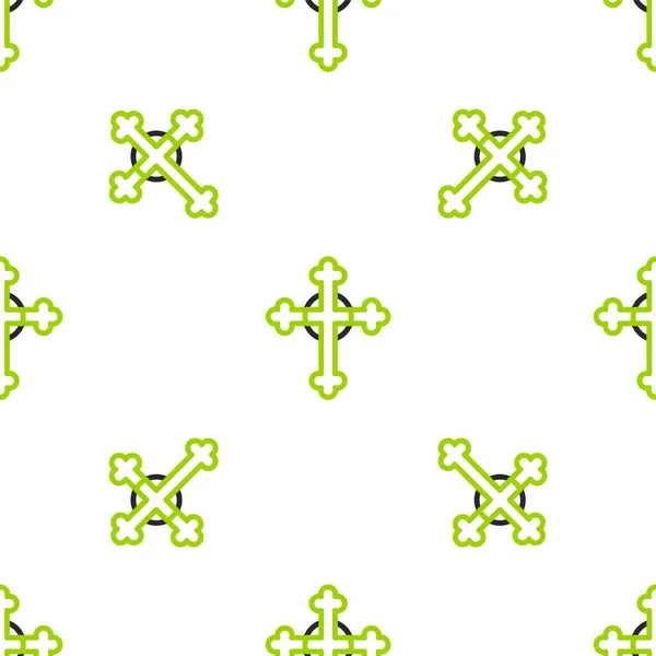 Ligne Icône Croix Chrétienne Isolé Motif Sans Couture Sur Fond — Image vectorielle