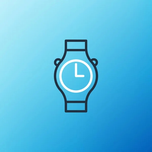 Линия Запястье Часы Значок Изолирован Синем Фоне Иконка Наручных Часов — стоковый вектор