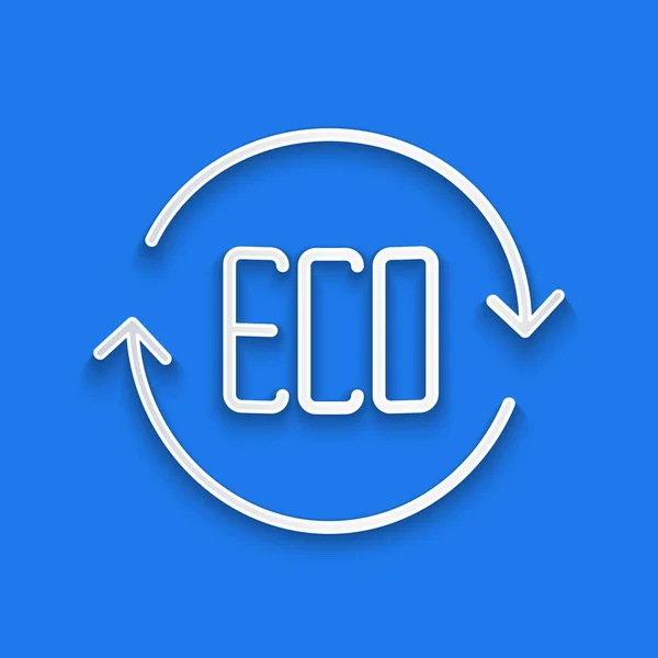 Corte Papel Hoja Eco Símbolo Icono Aislado Sobre Fondo Azul — Vector de stock
