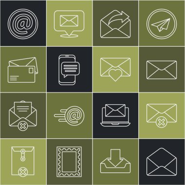 Zarfı Sil Zarfı Giden Posta İletileri Bildirimi 'ni telefon postası ve e-posta ile ve Valentine' ın kalp ikonu ile ayarla. Vektör.