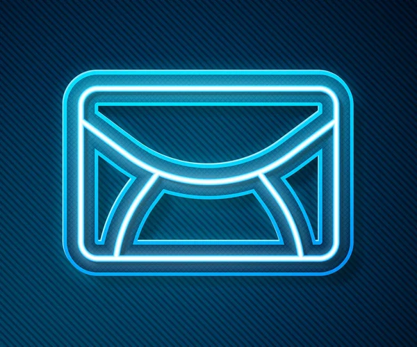 Linea Neon Luminosa Icona Posta Mail Isolata Sfondo Blu Mail — Vettoriale Stock