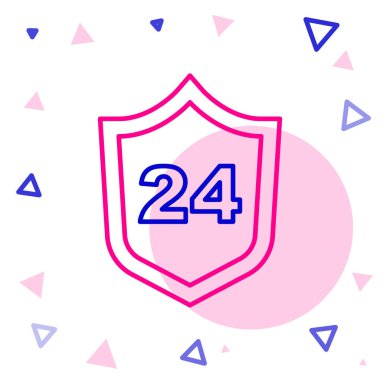 Hat Telefonu, beyaz arkaplanda 24 saatlik destek ikonu izole edildi. Tüm gün müşteri destek merkezi. Tam zamanlı çağrı servisi. Renkli taslak konsepti. Vektör.