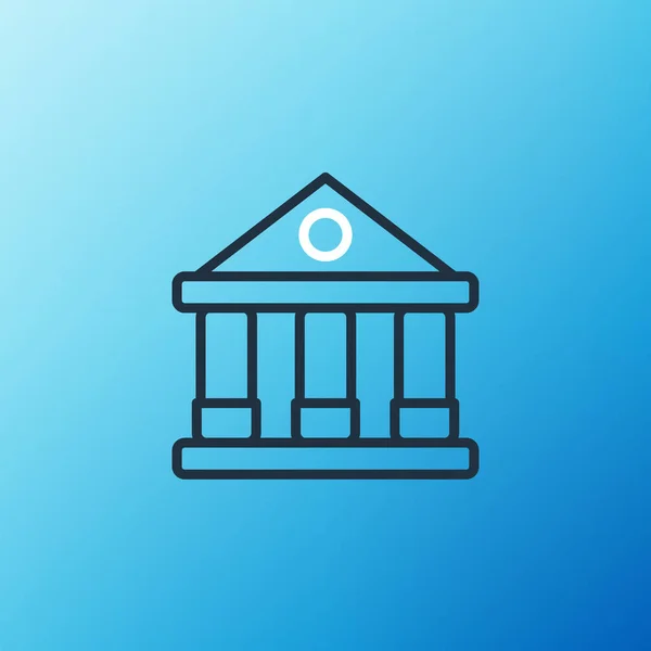 Ікона Будівлі Line Courthouse Ізольована Синьому Тлі Будівельний Банк Або — стоковий вектор