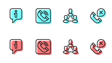 Hiyerarşi hiyerarşi telefon hattını ayarlayın ve cevapsız arama simgesini geri çevirin. Vektör.