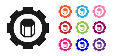 Siyah 3D yazıcı ayarı simgesi beyaz arkaplanda izole edildi. 3D baskı. Simgeleri renklendirin. Vektör.