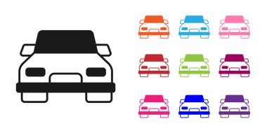 Siyah araba simgesi beyaz arkaplanda izole edildi. Simgeleri renklendirin. Vektör.