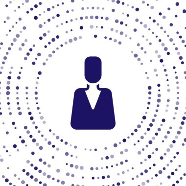 Mavi Çalışan simgesi beyaz arkaplanda izole edildi. Kafa avcılığı. İş hedefi ya da İş Bulma. İş için insan kaynakları ve adam toplama. Soyut çember rastgele noktalar. Vektör.