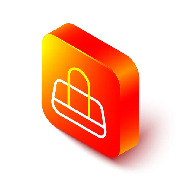 Isometrische Linie Sporttasche Symbol Isoliert Auf Weißem Hintergrund Orangefarbene Quadratische — Stockvektor