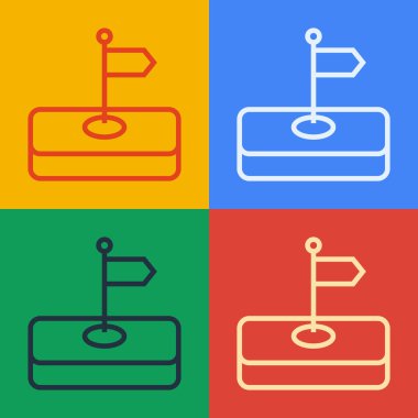 Pop Art Line bayrak simgesi renk arkaplanında izole edildi. Yer belirleyici sembol. Vektör.