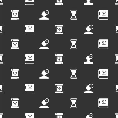 Eski Kum Saati Psikolojisi kitabı ve Çözüm sorununu psikolojide kusursuz kalıba göre ayarla. Vektör.