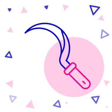 Orak çizgi simgesi beyaz arkaplanda izole edildi. Kanca işaretini topluyorum. Renkli taslak konsepti. Vektör