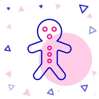 Beyaz arka planda izole edilmiş çizgi çizgisi zencefilli kurabiye adam ikonu. Kurabiye, insan şeklinde ve kremalı. Renkli taslak konsepti. Vektör