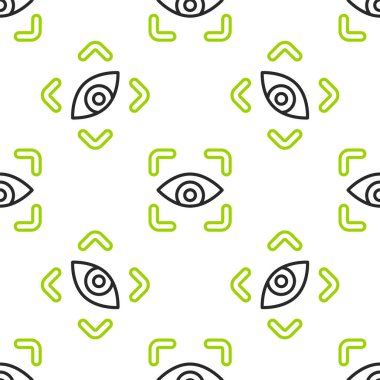 Çizgi Göz tarama simgesi beyaz arkaplandaki kusursuz deseni izole etti. Göz taraması yapılıyor. Güvenlik kontrol sembolü. Siber göz işareti. Vektör