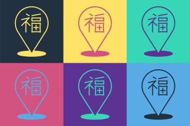 Pop art Çin Yeni Yıl ikonu renk arkaplanında izole edilmiş. Vektör