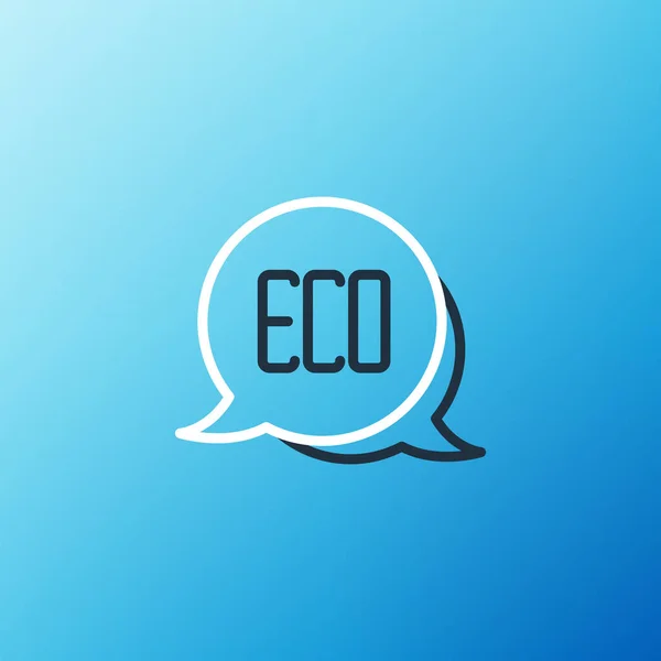 Line Leaf Eco Szimbólum Ikon Elszigetelt Kék Alapon Banner Címke — Stock Vector