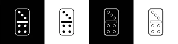 Set Domino Icon Isolated Black White Background Vector — Stock Vector