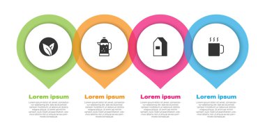 Süt ve çay için Fransız çay yaprağı pres kağıdı paketini hazırla. Ticari bilgi şablonu. Vektör.