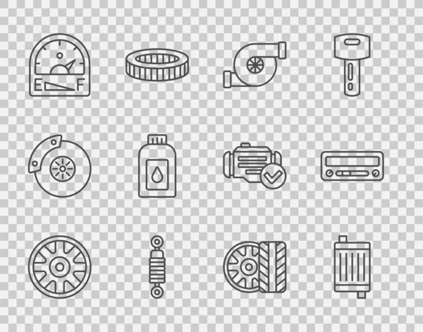 Set Line Legering Wiel Voor Auto Auto Radiator Koelsysteem Automobiel — Stockvector