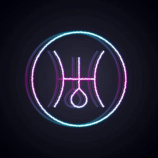 Świecąca Neonowa Linia Starożytny Astrologiczny Symbol Ikony Urana Odizolowany Czarnym — Wektor stockowy